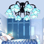 Lustre Led Verre Fleurs Colorées Luminaire Chambre