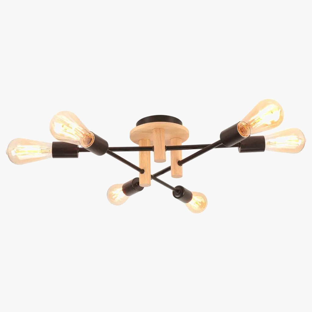 Modern and warm wooden chandelier.