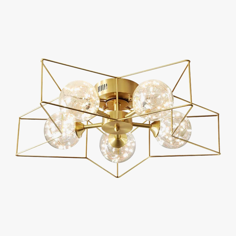 modern minimalist copper chandelier with LED star