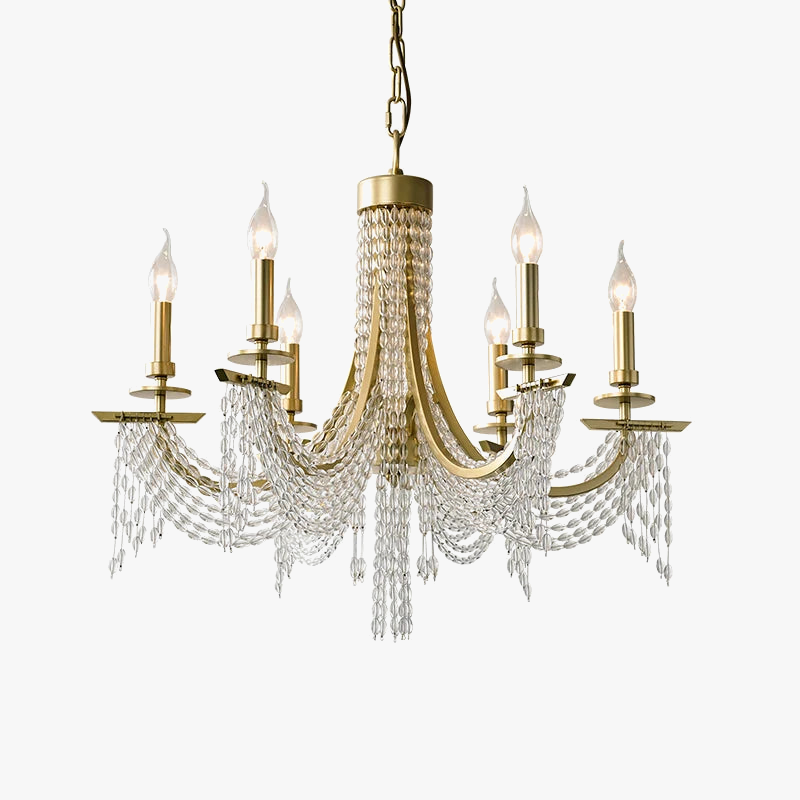 Nordic minimalist golden crystal 6-ring modern chandelier