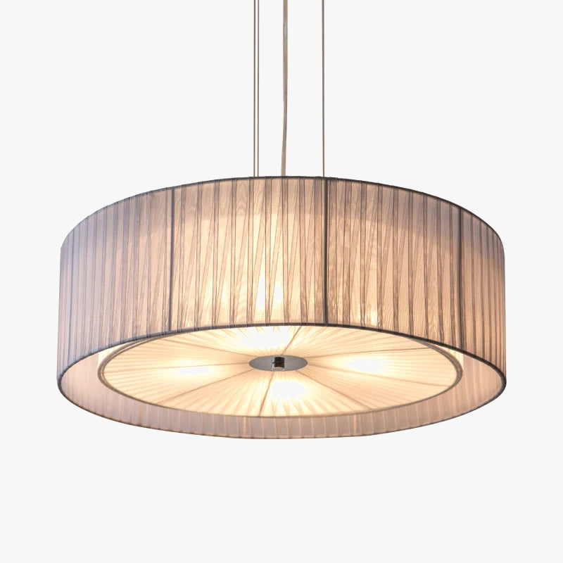 Nordic modern iron chandelier with gauze lampshade