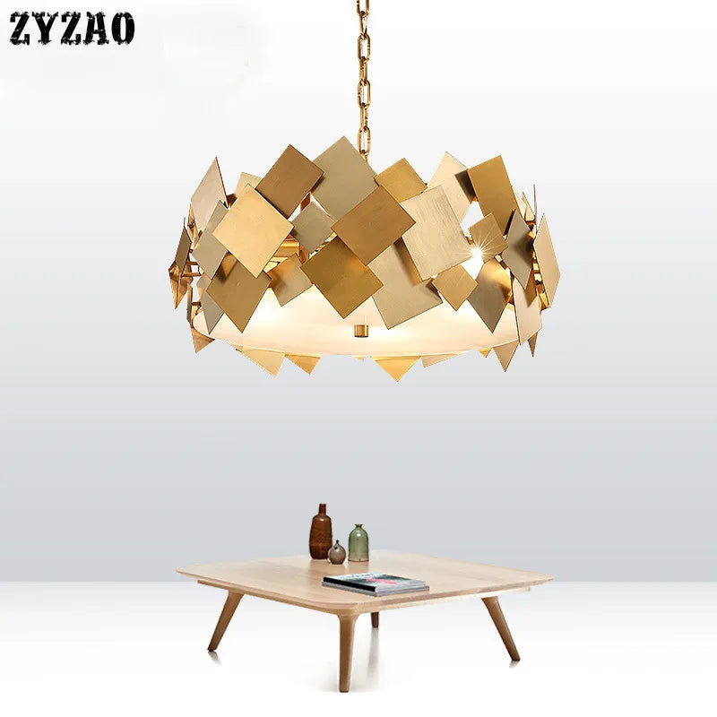 Nordic modern LED steel chandelier with acrylic mask
