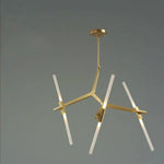 Lustre Nordique À Plusieurs Branches Doré - 6 Lampes Luminaire Doré