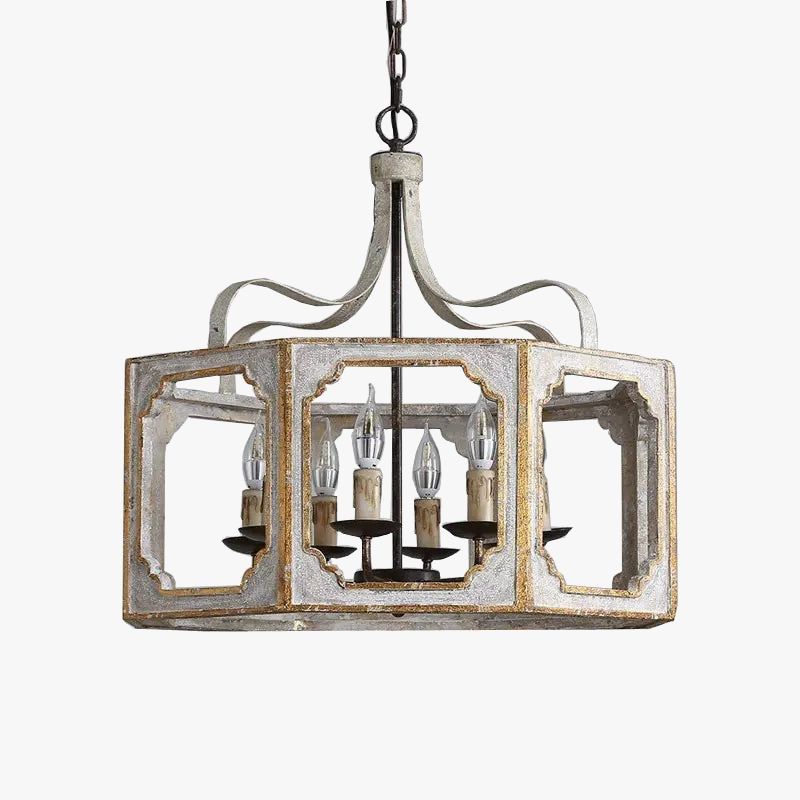 Elegant retro wooden hanging chandelier