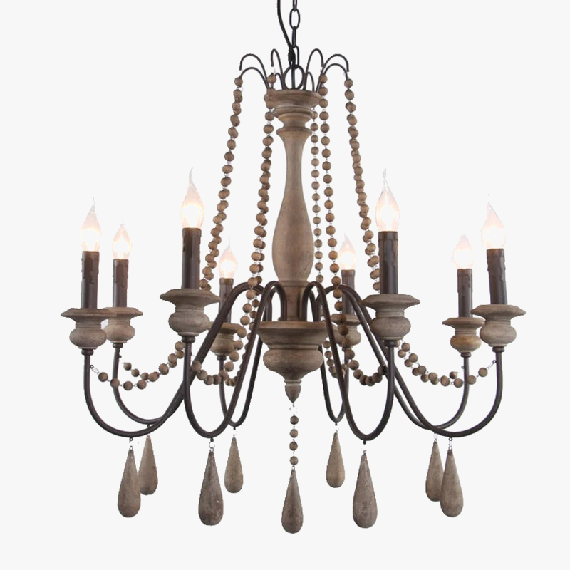 Retro Chic Solid Wood Chandelier