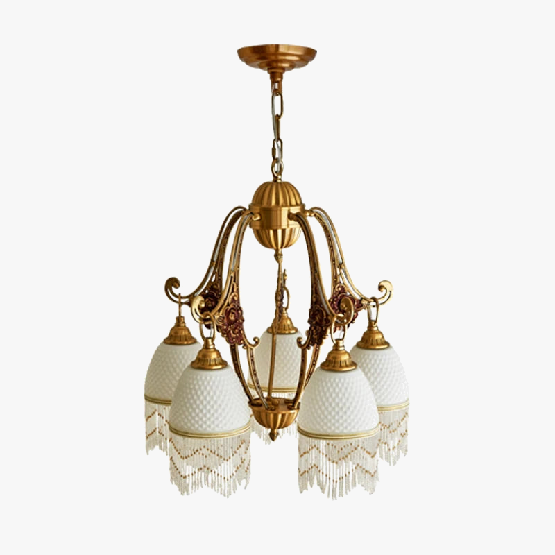Retro copper chandelier with vintage medieval drops