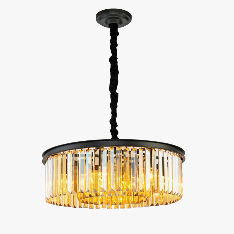 Luxury round crystal chandelier with gold lamps
