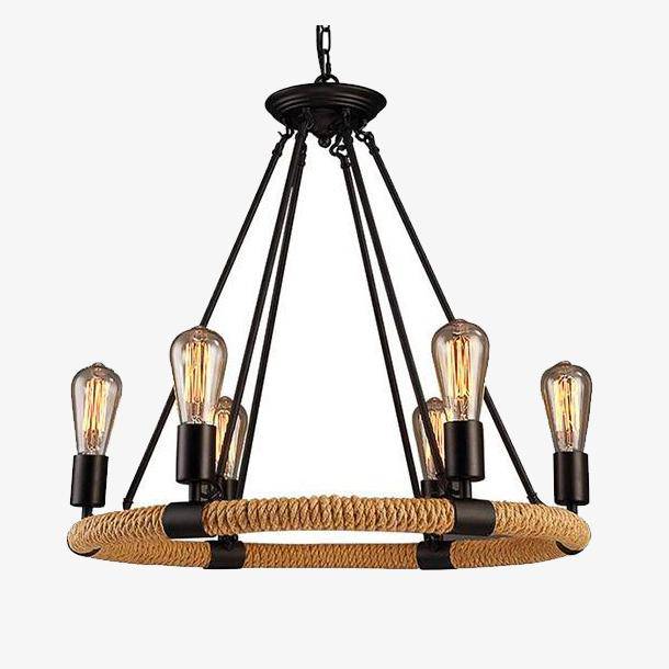 Rustic rope and metal pendant light