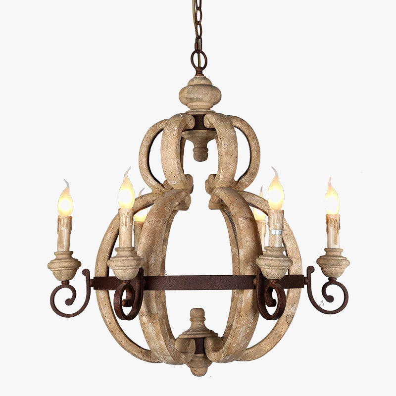 Elegant Rustic Wood Chandelier
