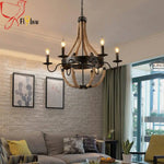 Lustre Rustique Métal Cordages Flammes Luminaire Chambre