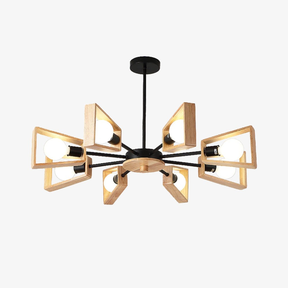 Elegant Scandinavian wooden modern chandelier