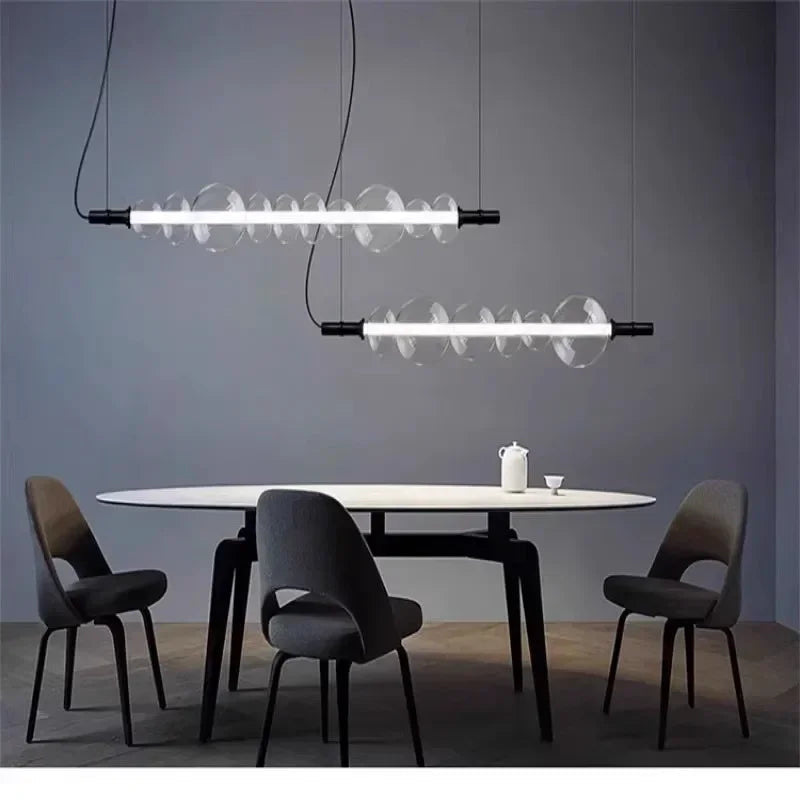 Glass pendant chandelier with LED lights for modern decor