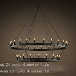 Lustre Vintage Anneau Métal Noir Luminaire Chambre