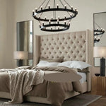 Lustre Vintage Anneau Métal Noir Luminaire Chambre