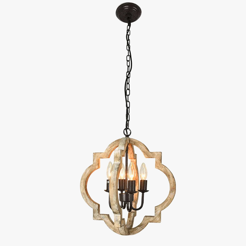 Industrial vintage wood and metal pendant light
