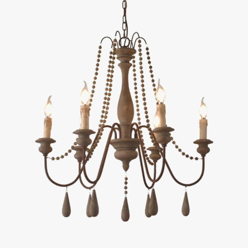 Elegant vintage rustic wooden chandelier
