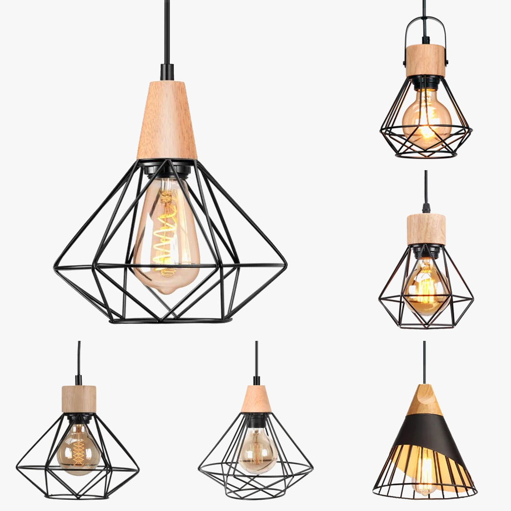 Vintage Industrial Metal Cage Loft Chandelier