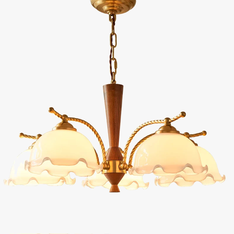 Romantic vintage medieval solid wood chandelier retro Japanese style