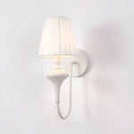 Modern Elegant White Fabric Shade Wall Lamps 1-Light Romantic E14 Socket Bedside Sconce Light