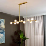Nordic Long Led Pendant Lights Glass Ball Black Gold For Dining Room Table Bar Counter Chandeliers