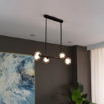 Nordic Long Led Pendant Lights Glass Ball Black Gold For Dining Room Table Bar Counter Chandeliers