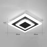 Plafonnier Led Design Métal Circulaire/Square Carré - Noir / Chaude Luminaire Chambre
