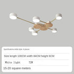 Plafonnier Led Métal Bois Aibiou Blanc - 6 Lampes Luminaire Chambre