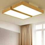 Plafonnier Rectangulaire En Bois Led 2 Lampes Luminaire Chambre