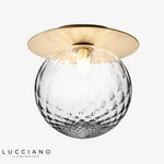 Plafonnier Rond Led Boule Verre Doré Luminaire Chambre