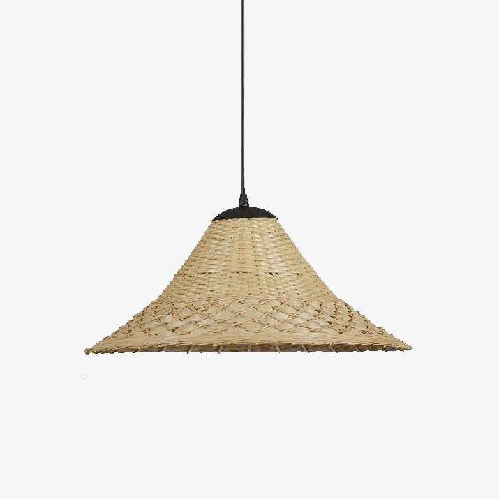 Rustic LED pendant light with rattan shade