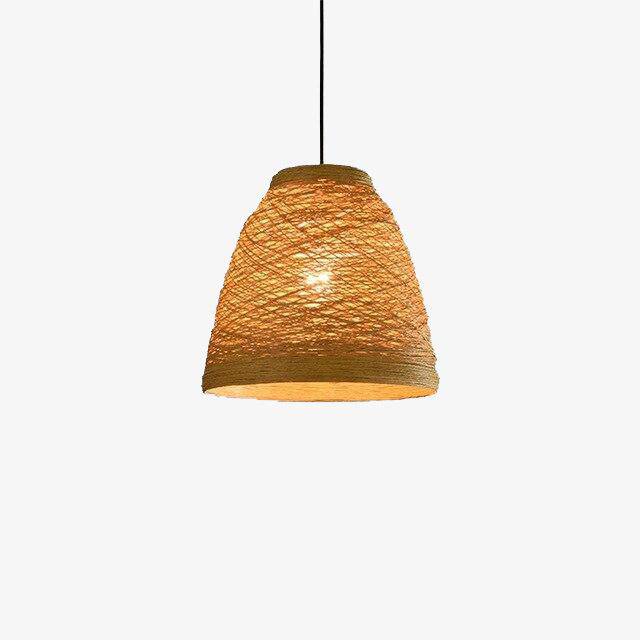 Farm-style coloured LED rattan pendant light