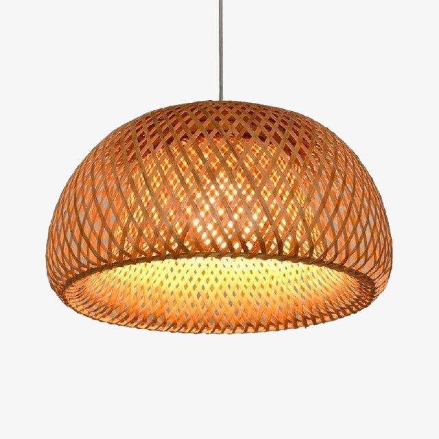 Decor rounded rattan shade LED pendant