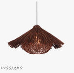 Suspension Conique En Bambou Rotin Marron / 40 X 25Cm Luminaire Chambre