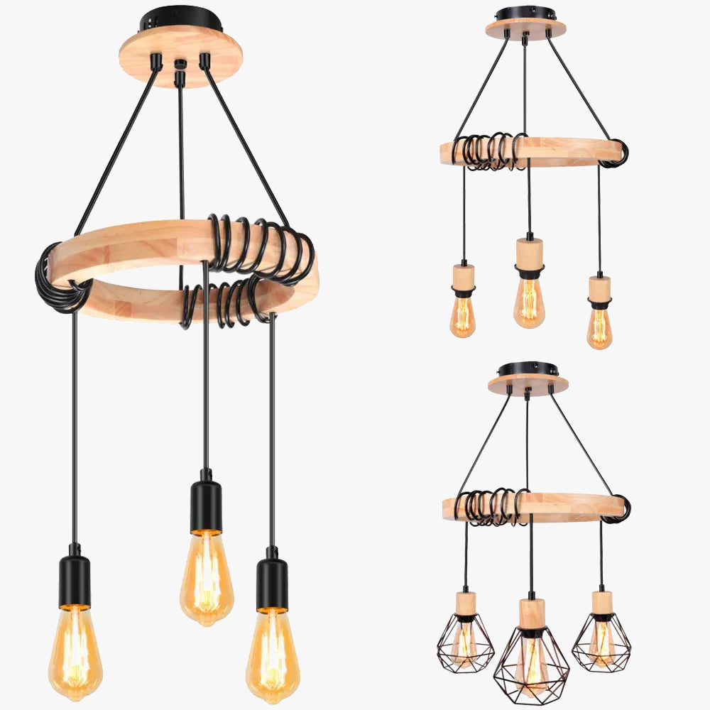 Wooden Retro Spider Chandelier