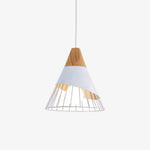 Suspension Led Bois Et Cage Colorée Blanc / 25 X 28Cm Froide Luminaire Chambre
