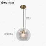 Suspension Led Boule Verre Dorée Luminaire Doré