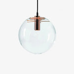 Suspension Led Boule Verre Rose/Noire Luminaire Chambre