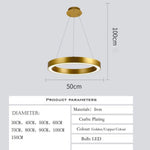 Suspension Led Cercle Métal Épais Luxury Luminaire Chambre