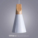 Suspension Led Cône Bois Aluminium Blanc - 14Cm / Luminaire Chambre