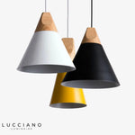 Suspension Led Cône Bois Aluminium Luminaire Chambre