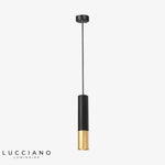 Suspension Led Cylindre Noir-Or Design Luminaire Chambre