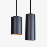 Suspension Led Cylindre Noir Vintage Long Luminaire Chambre