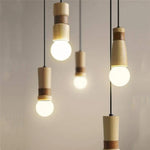 Suspension Led Cylindrique Bois Cuir Luminaire Chambre