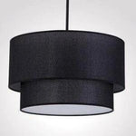 Suspension Led Cylindrique Tissu Foyer Noir / 40Cm Luminaire Chambre