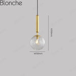 Suspension Led Dorée Boule Verre Loft Luminaire Chambre