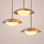 Suspension Led Métal Doré Abat-Jour Luminaire Doré