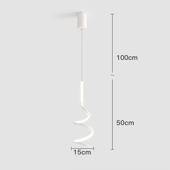 Suspension Led Ondulée Minimaliste Polino Blanc / Chaude Luminaire Chambre