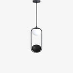 Suspension Led Ovale Métal Noir Moderne Sans Plantes Luminaire Chambre