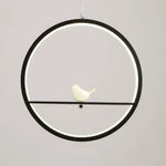 Suspension Led Ronde Avec Oiseaux 20Cm - 1 Oiseau / Noir Chaude Luminaire Chambre