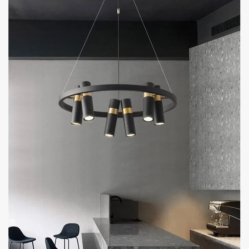 Modern Design Forged Iron Rotating LED Chandelier